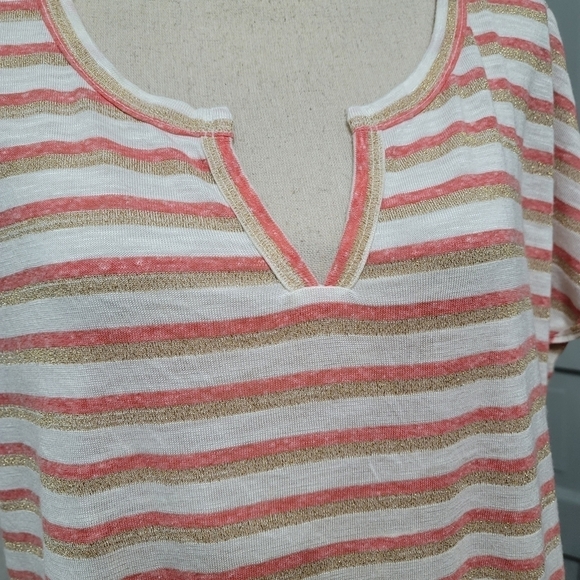 NWOT Lane Bryant Light Weight Knit Metallic Strip Cuffed Top size 22/24 - Picture 2 of 6